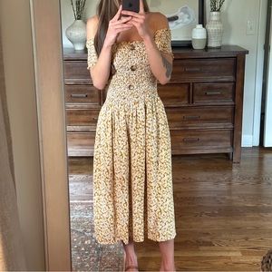 Off-the-Shoulder Floral Midi Dress, Size M